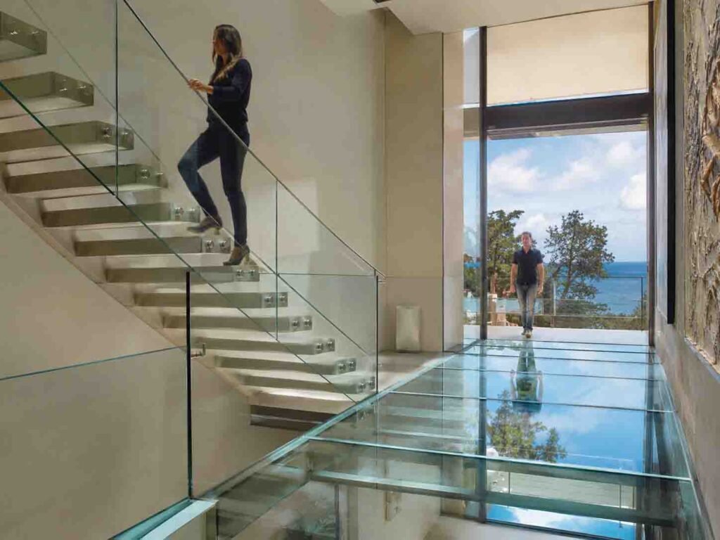 SGP laminated glass railing and walk-on floor glass
