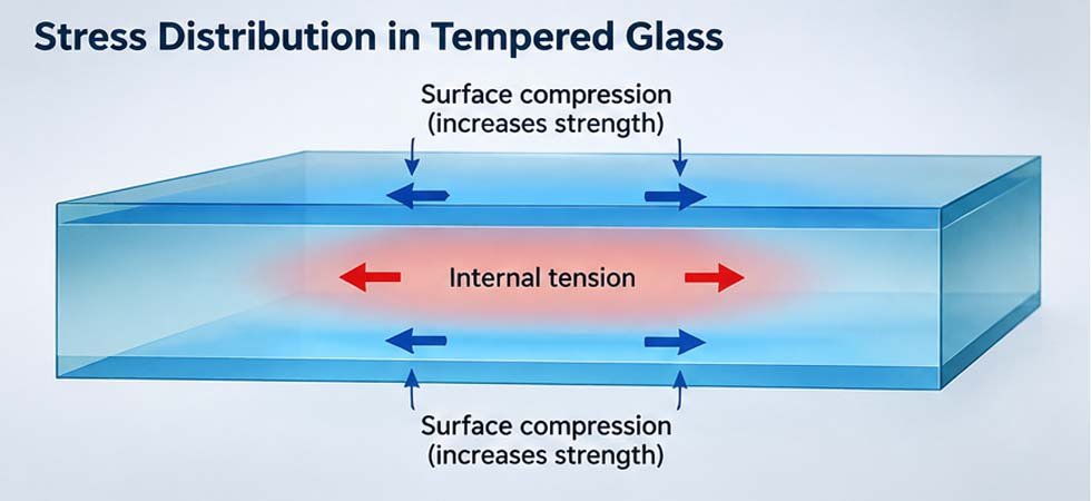 Stress Distribution in Tempered Glass